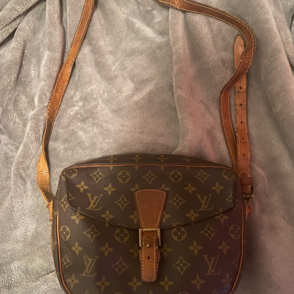 Louis Vuitton Brown Monogram Crossbody Bag with Leather Trim